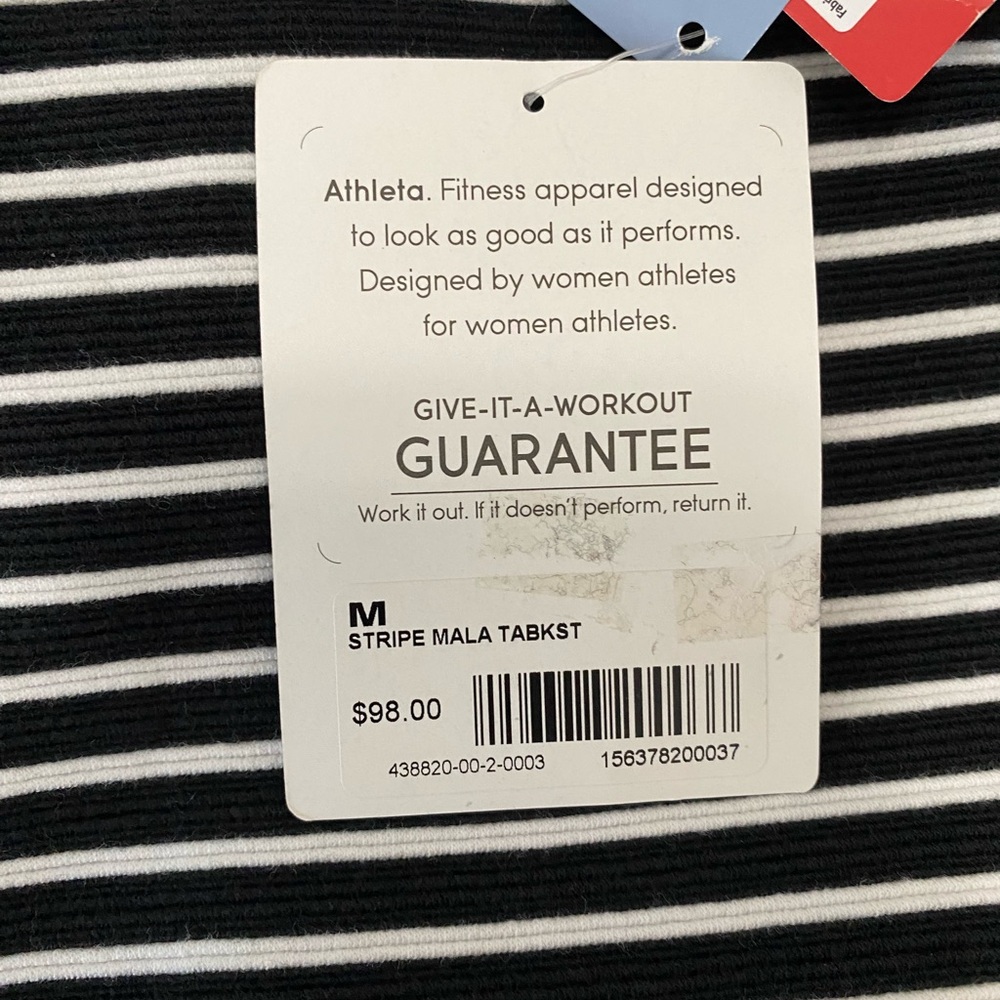 New Athleta Mala Black/White Scoop Back Sleeveless Tank Dress. NWT - Picture 8 of 9